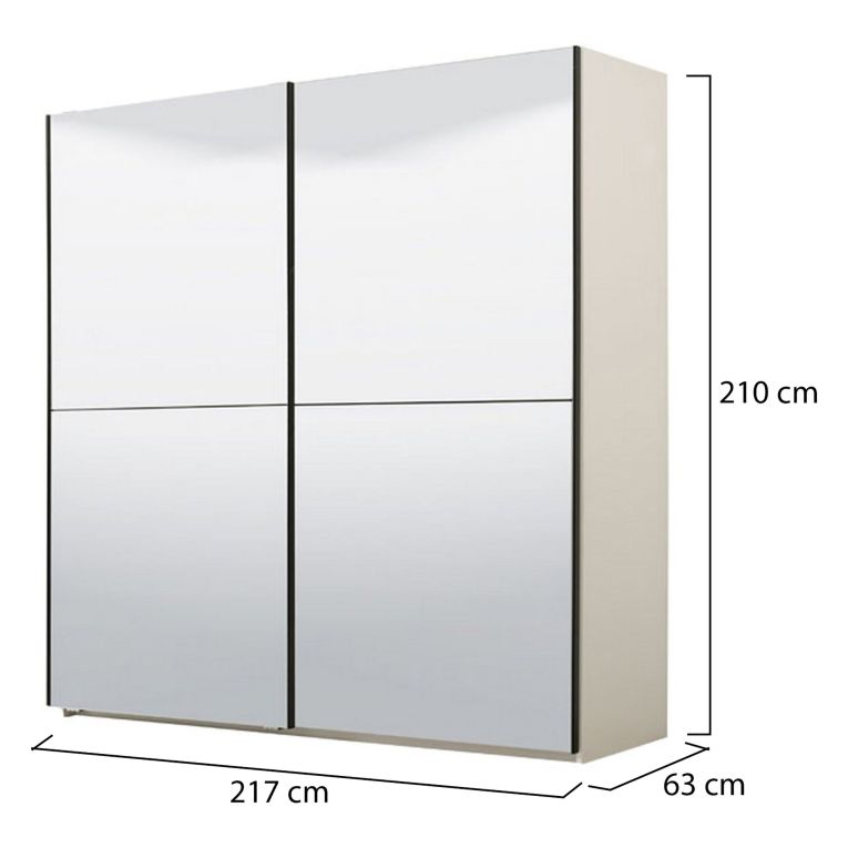 Guardaroba Grande Bianco Trasparente Appendiabiti 8 Ripiani 217x210h cm, 2 Ante - Ponso
