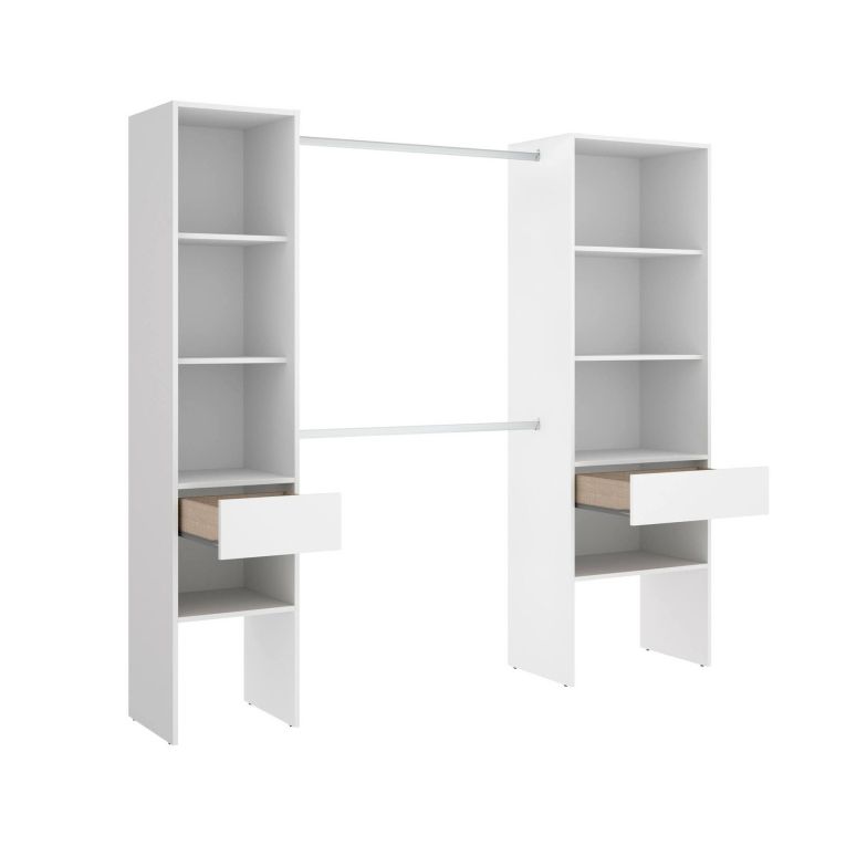 Guardaroba grande Blossberg, Mobile camera da letto, Cabina armadio portabiti, Armadio appendiabiti, 160x50 h185 cm, Bianco
