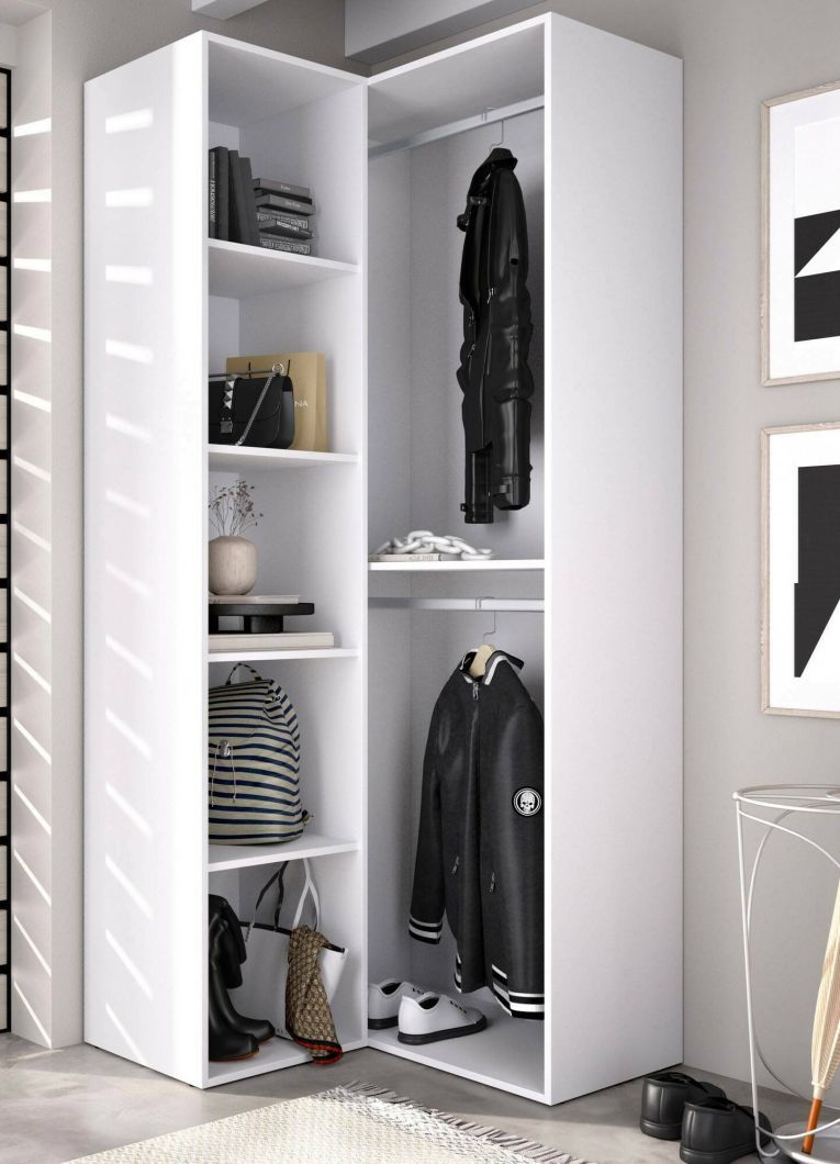 Guardaroba grande Brandberg, Mobile camera da letto, Cabina armadio portabiti, Armadio appendiabiti, 85x85 h205 cm, Bianco e Rovere