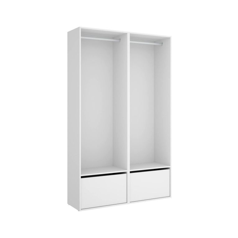 Guardaroba grande Brealone, Mobile camera da letto, Cabina armadio portabiti, Armadio appendiabiti, 120x45 h205 cm, Bianco e Rovere