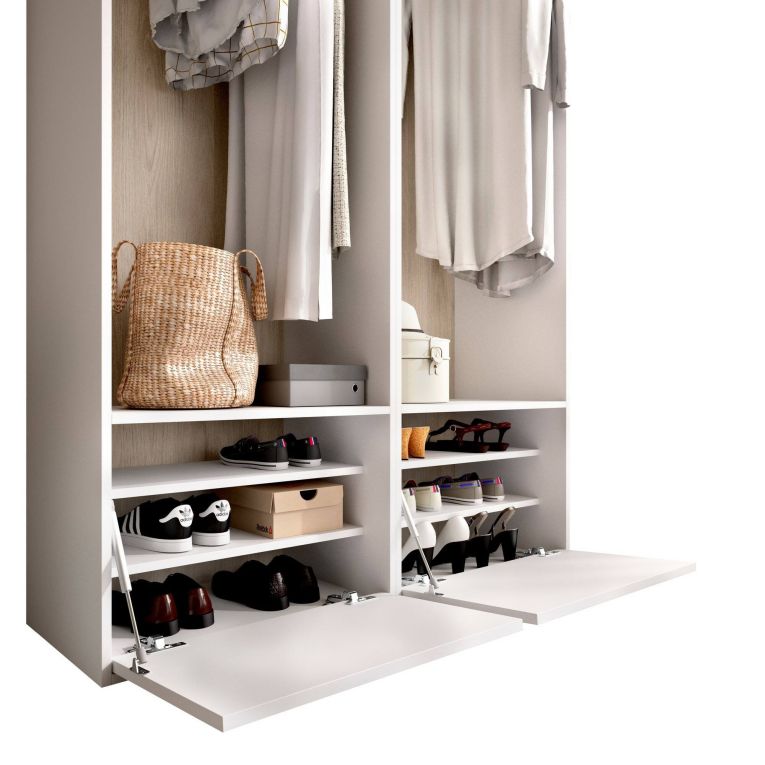 Guardaroba grande Brealone, Mobile camera da letto, Cabina armadio portabiti, Armadio appendiabiti, 120x45 h205 cm, Bianco e Rovere