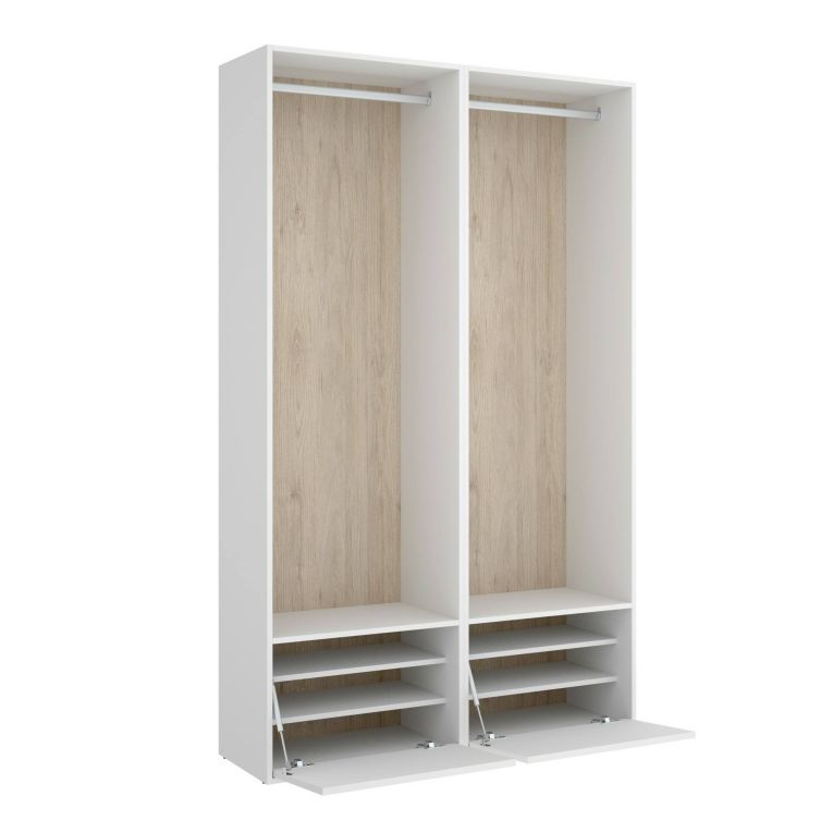 Guardaroba grande Brealone, Mobile camera da letto, Cabina armadio portabiti, Armadio appendiabiti, 120x45 h205 cm, Bianco e Rovere