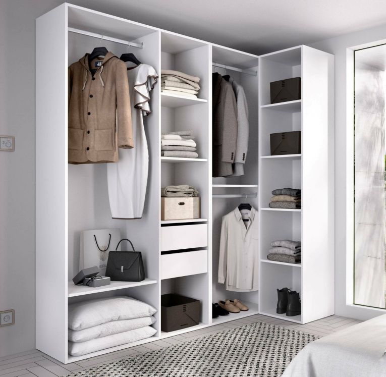 Guardaroba grande Capenardo, Mobile camera da letto, Cabina armadio portabiti, Armadio appendiabiti, 183x85 h205 cm, Bianco e Rovere