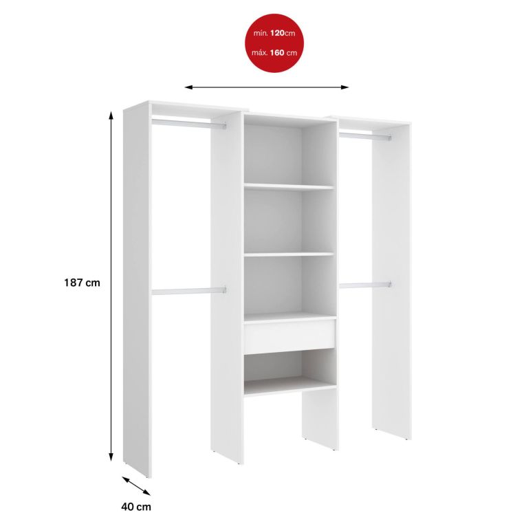 Guardaroba grande classico bianco 160x187h cm - Castries