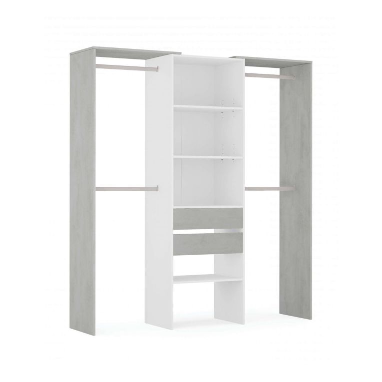 Guardaroba grande classico bianco e cemento 179x202h cm - Amico