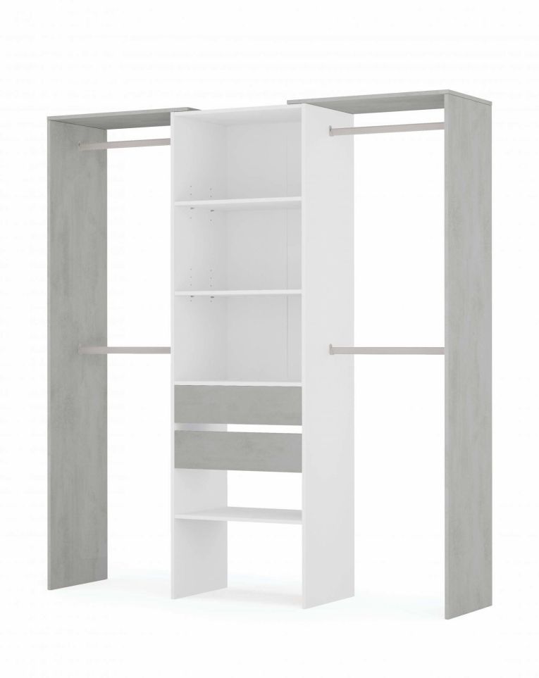 Guardaroba grande classico bianco e cemento 179x202h cm - Amico