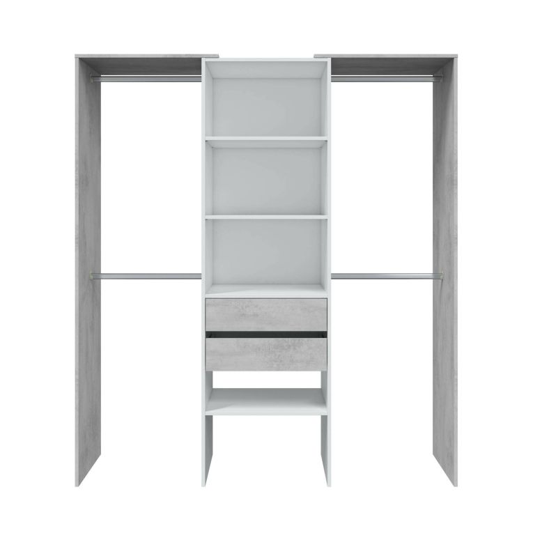 Guardaroba grande classico bianco e cemento 179x202h cm - Amico