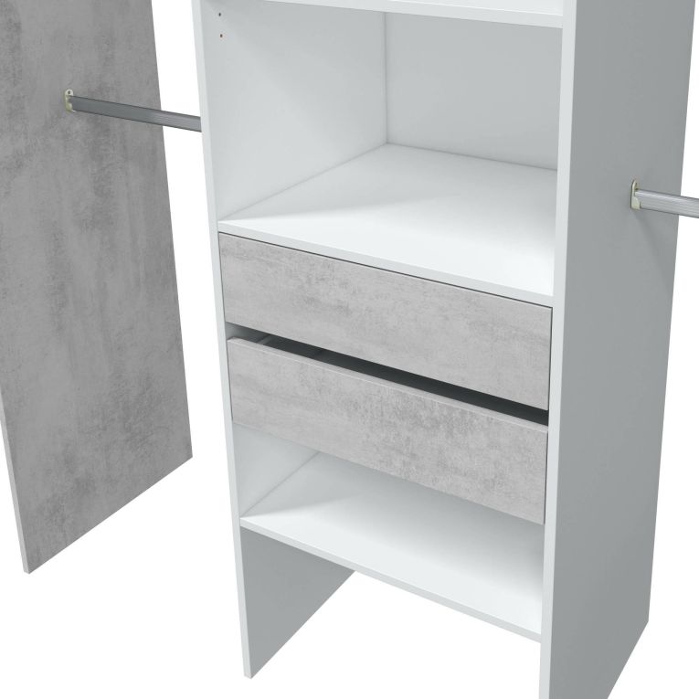 Guardaroba grande classico bianco e cemento 179x202h cm - Amico