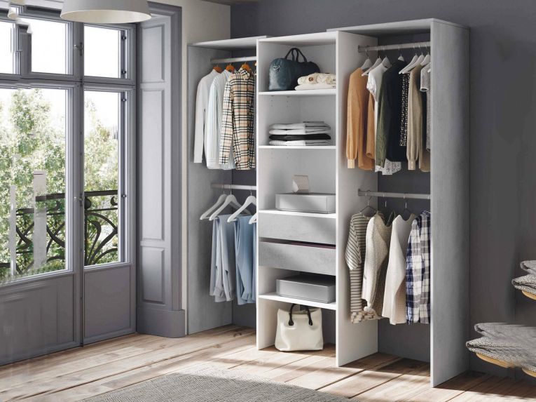 Guardaroba grande classico bianco e cemento 179x202h cm - Amico