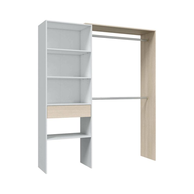 Guardaroba grande classico bianco e rovere 158x187h cm - Amico