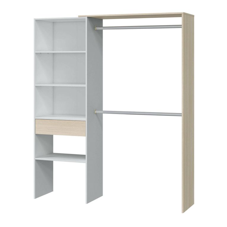 Guardaroba grande classico bianco e rovere 158x187h cm - Amico