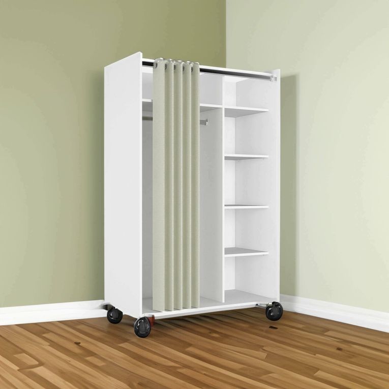 Guardaroba grande Claudine, Mobile camera da letto, Cabina armadio portabiti, Armadio appendiabiti, 100x48 h160 cm, Bianco