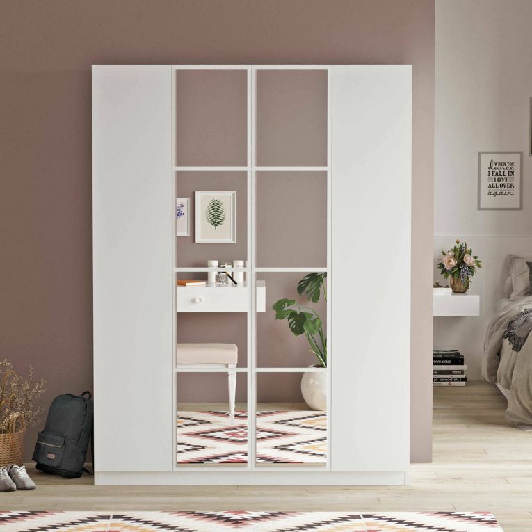 Guardaroba grande con appendiabiti bianco 138x183h cm - Phet