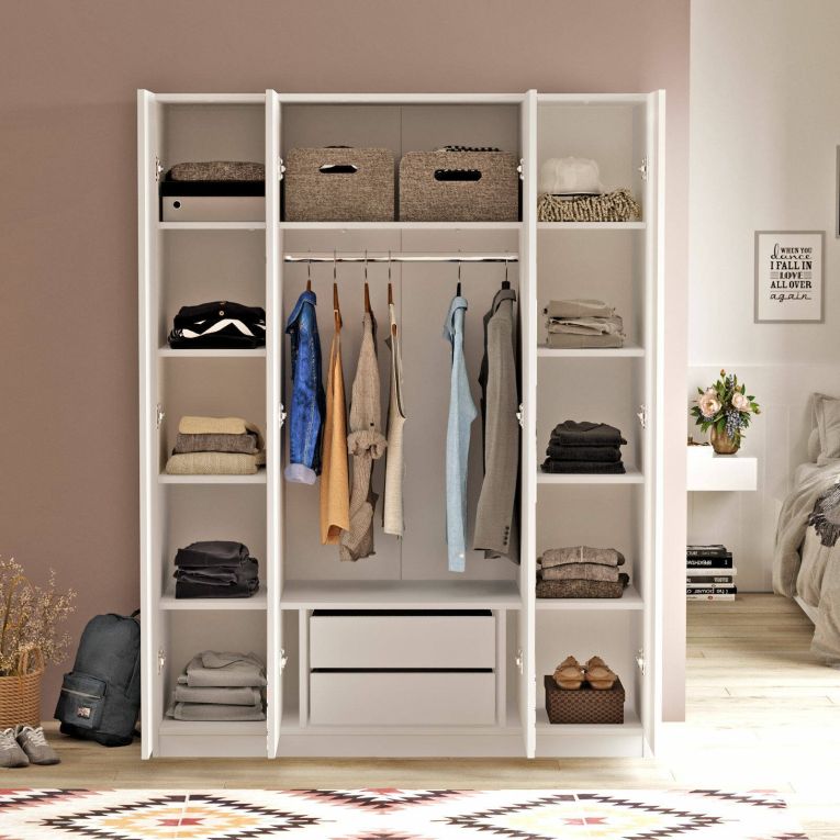 Guardaroba grande con appendiabiti bianco 138x183h cm - Phet