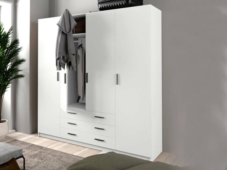 Guardaroba grande con appendiabiti bianco 195x200h cm - Epipola