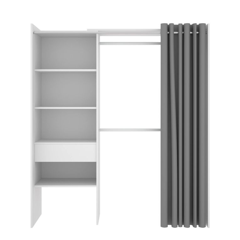Guardaroba grande con appendiabiti bianco e grigio 160x205h cm - Arim