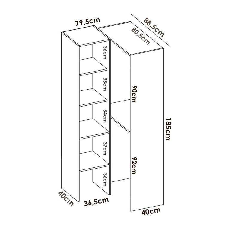 Guardaroba grande con appendiabiti rovere 79x185h cm - Arpagone