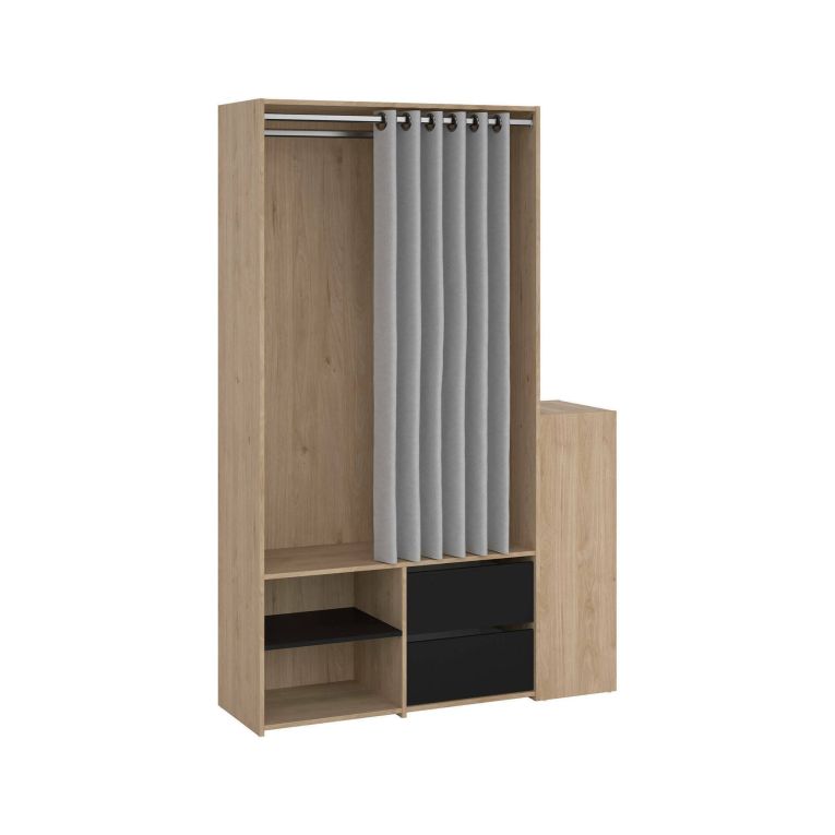 Guardaroba grande con appendiabiti rovere e nero 127x197h cm - Amaranto