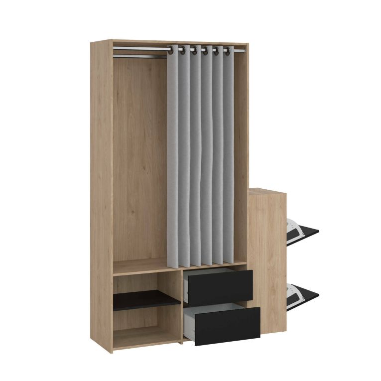 Guardaroba grande con appendiabiti rovere e nero 127x197h cm - Amaranto