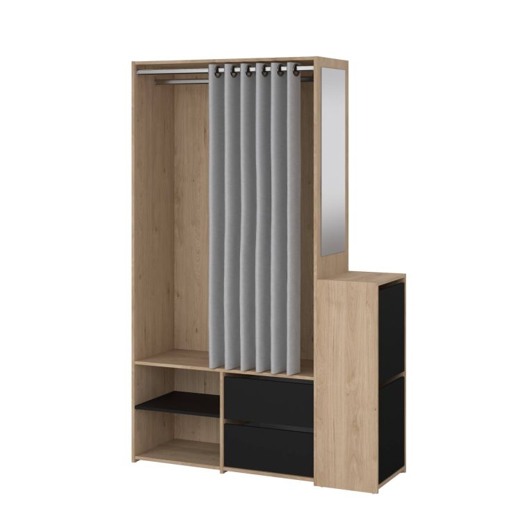 Guardaroba grande con appendiabiti rovere e nero 127x197h cm - Amaranto