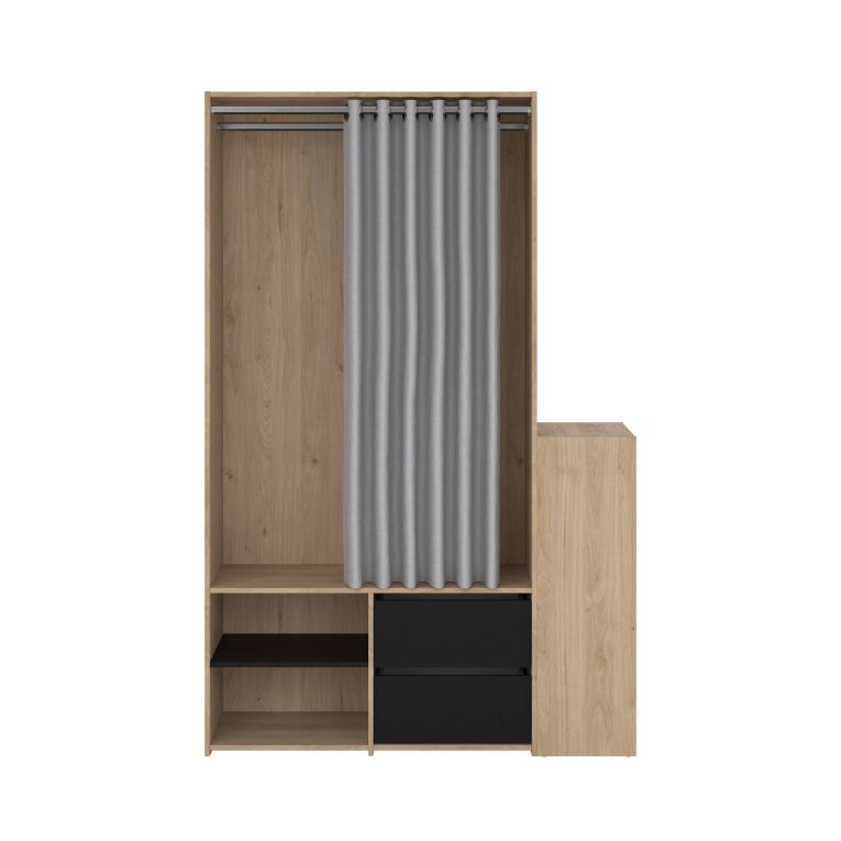 Guardaroba grande con appendiabiti rovere e nero 127x197h cm - Amaranto