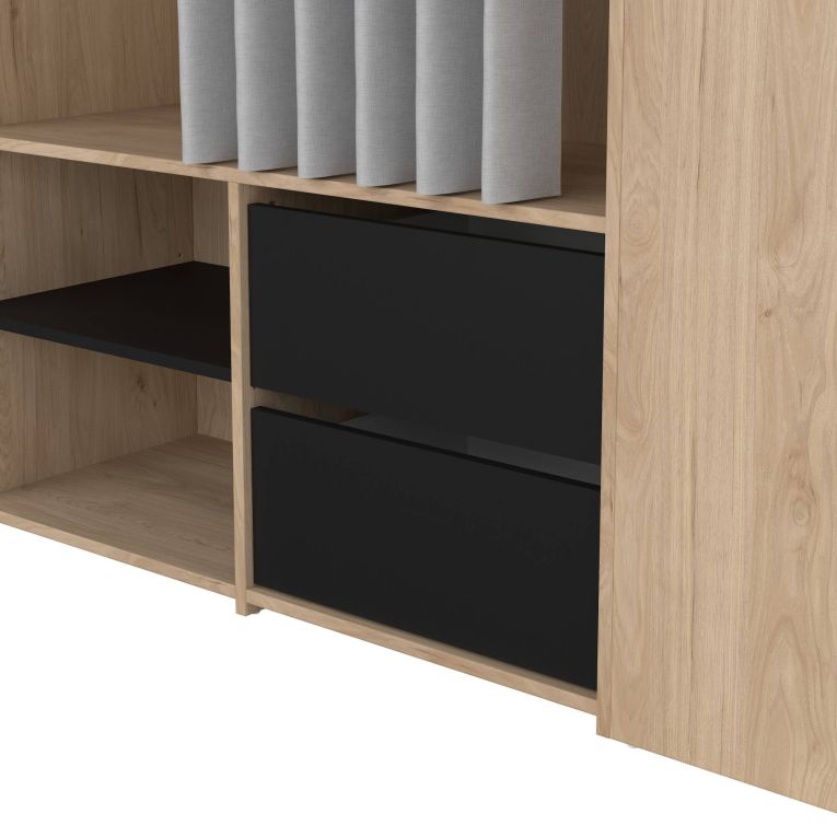 Guardaroba grande con appendiabiti rovere e nero 127x197h cm - Amaranto
