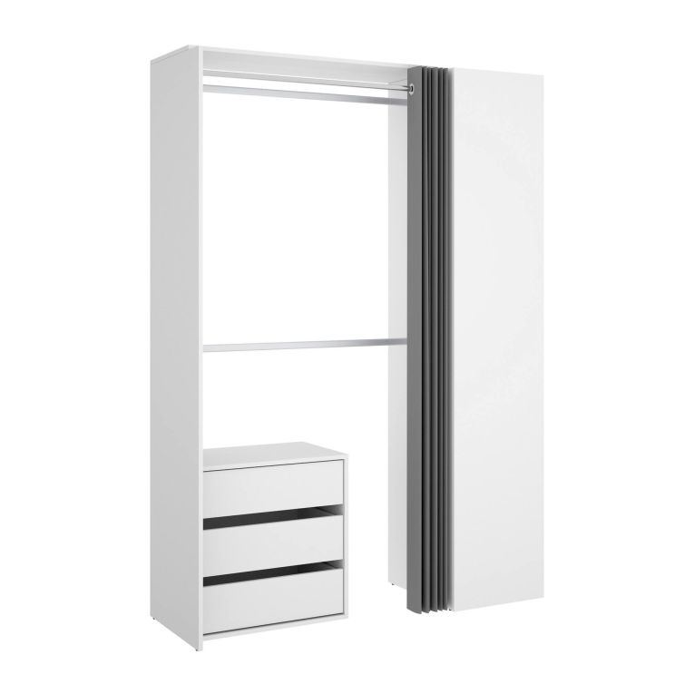 Guardaroba grande con cassetti bianco e antracite 140x205h cm - Annuck