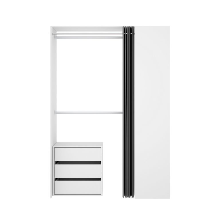 Guardaroba grande con cassetti bianco e antracite 140x205h cm - Annuck