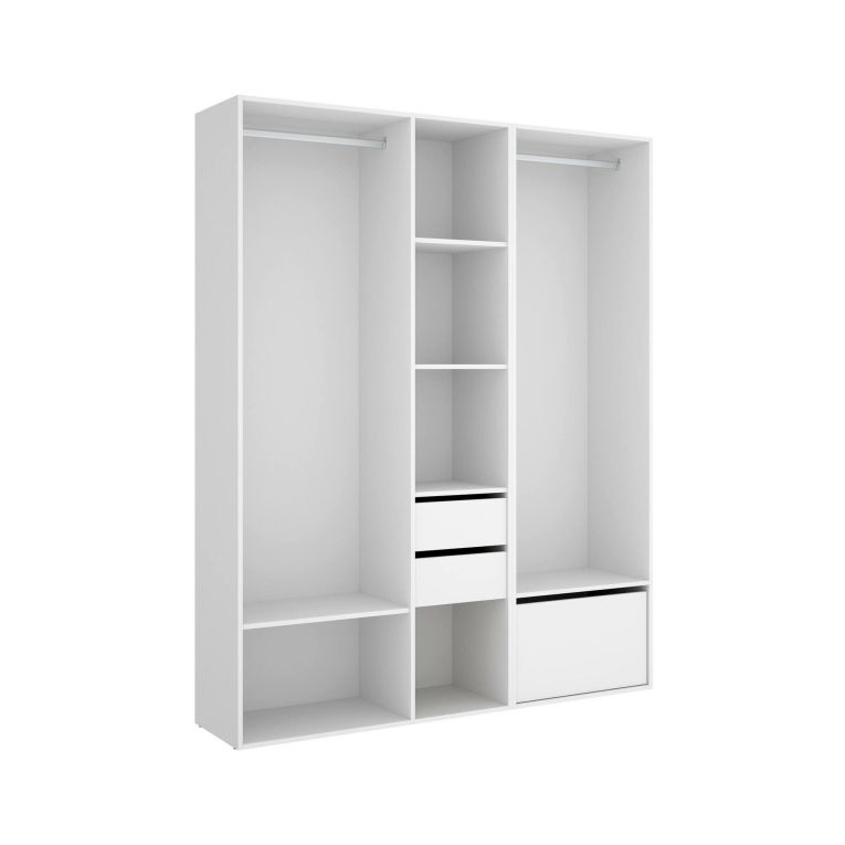 Guardaroba grande con cassetti bianco e rovere 158x205h cm - Celestin