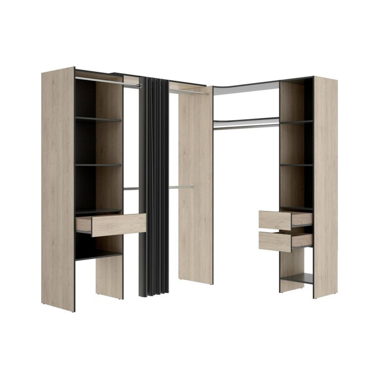 Guardaroba grande con ripiani regolabili antracite e rovere 214x205h cm - Pali