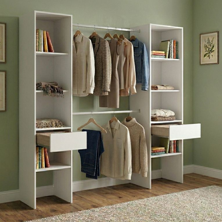 Guardaroba grande con ripiani regolabili bianco 160x185h cm - Siony