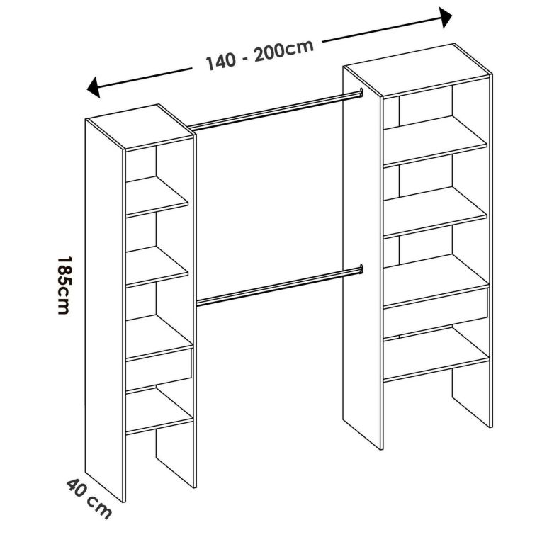 Guardaroba grande con ripiani regolabili bianco 160x185h cm - Siony