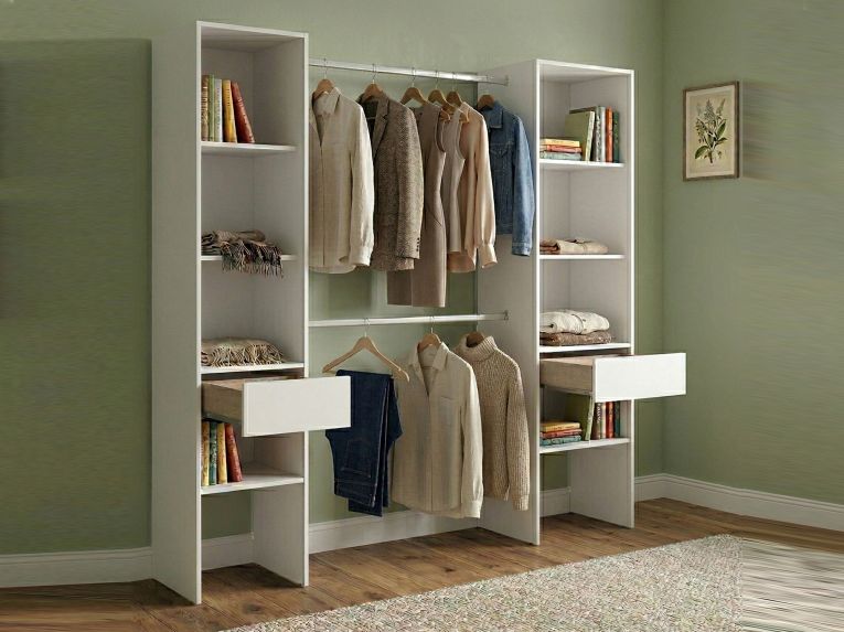 Guardaroba grande con ripiani regolabili bianco 160x185h cm - Siony