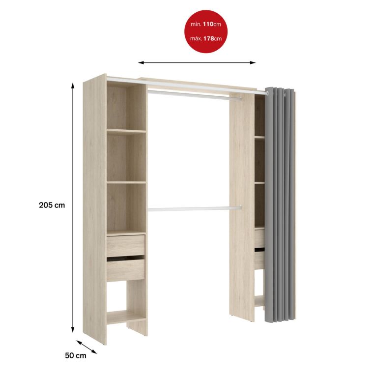 Guardaroba grande con ripiani regolabili rovere 180x205h cm - Olaf