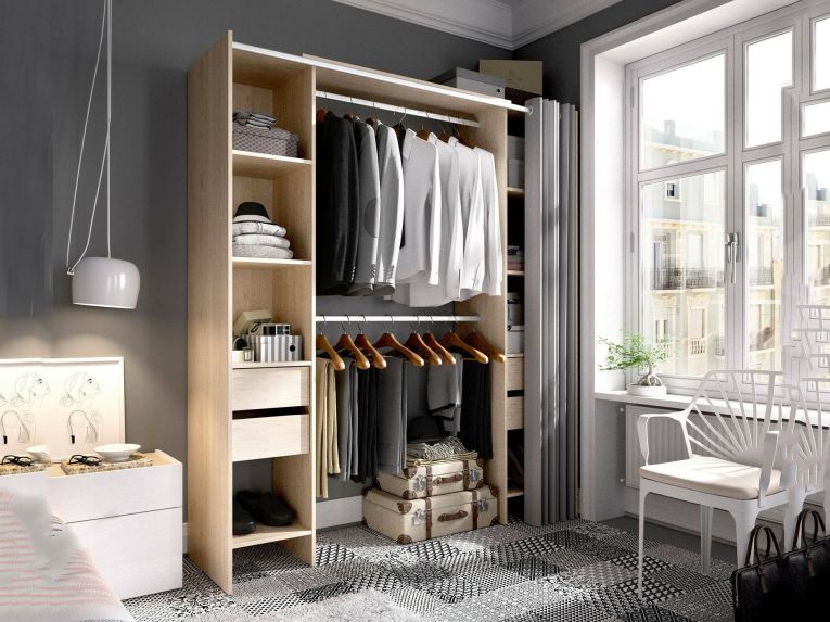 Guardaroba grande con ripiani regolabili rovere 180x205h cm - Olaf