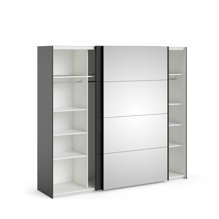 Guardaroba grande con specchio nero 242x220h cm - Catalina