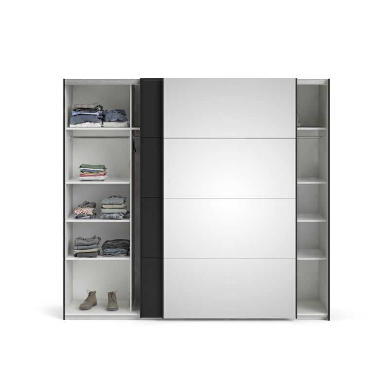 Guardaroba grande con specchio nero 242x220h cm - Catalina