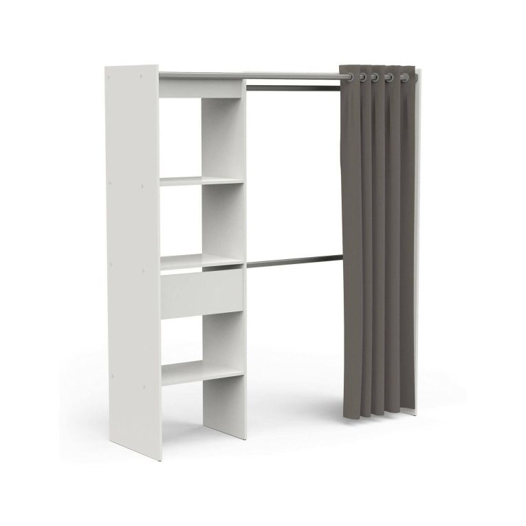 Guardaroba grande Doubs, Mobile camera da letto, Cabina armadio portabiti, Armadio appendiabiti, 167x50 h192 cm, Bianco opaco