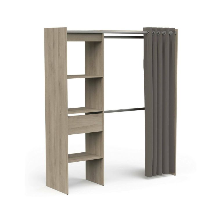 Guardaroba grande Doubs, Mobile camera da letto, Cabina armadio portabiti, Armadio appendiabiti, 167x50 h192 cm, Rovere e Bianco opaco
