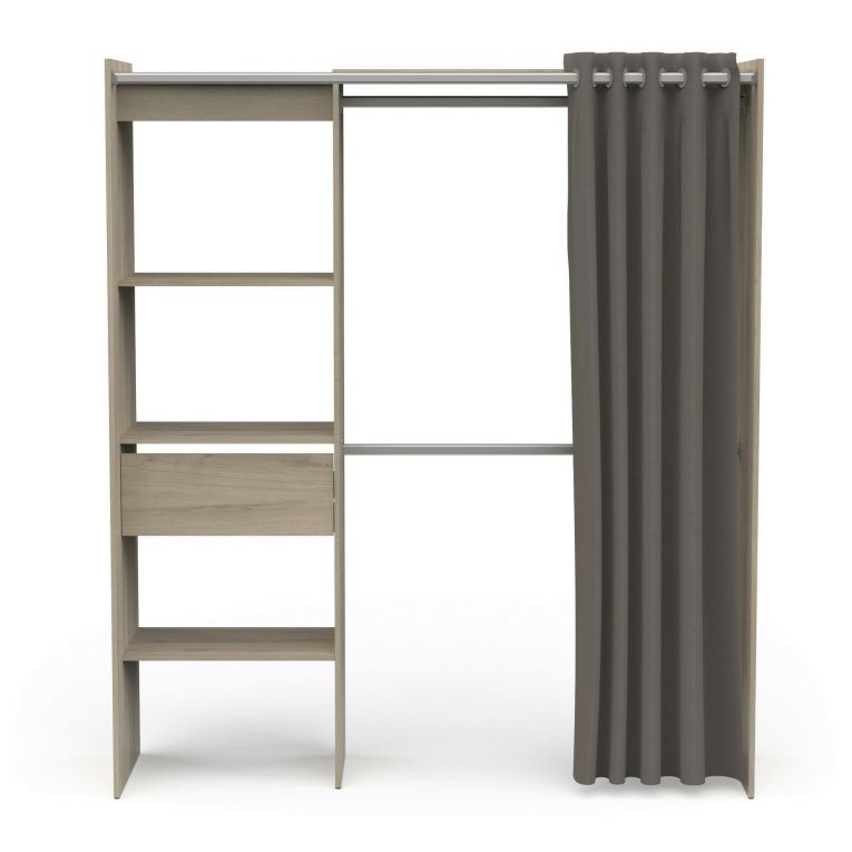 Guardaroba grande Doubs, Mobile camera da letto, Cabina armadio portabiti, Armadio appendiabiti, 167x50 h192 cm, Rovere e Bianco opaco