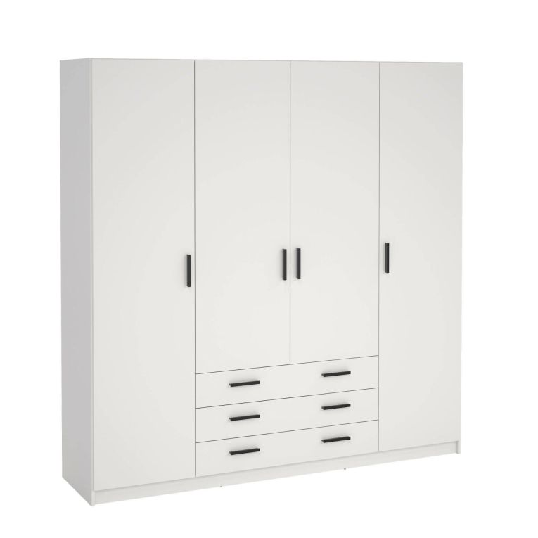 Guardaroba grande Frances, Mobile camera da letto, Cabina armadio portabiti, Armadio appendiabiti, 50x196 h200 cm, Bianco
