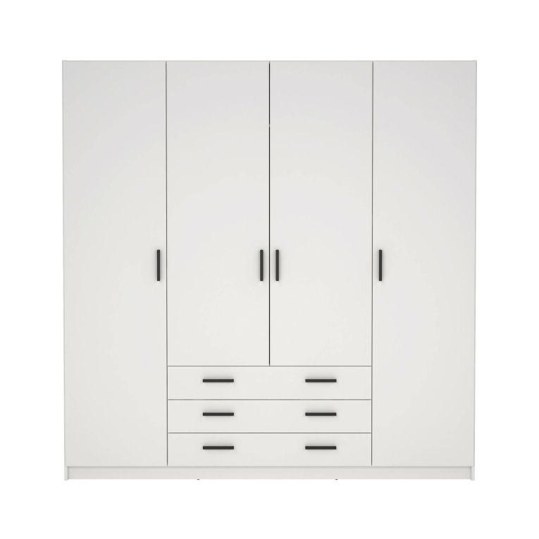 Guardaroba grande Frances, Mobile camera da letto, Cabina armadio portabiti, Armadio appendiabiti, 50x196 h200 cm, Bianco