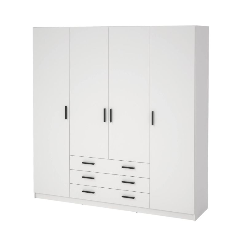 Guardaroba grande Frances, Mobile camera da letto, Cabina armadio portabiti, Armadio appendiabiti, 50x196 h200 cm, Bianco