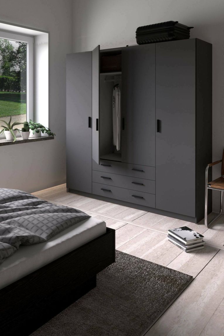 Guardaroba grande Frances, Mobile camera da letto, Cabina armadio portabiti, Armadio appendiabiti, 50x196 h200 cm, Grigio