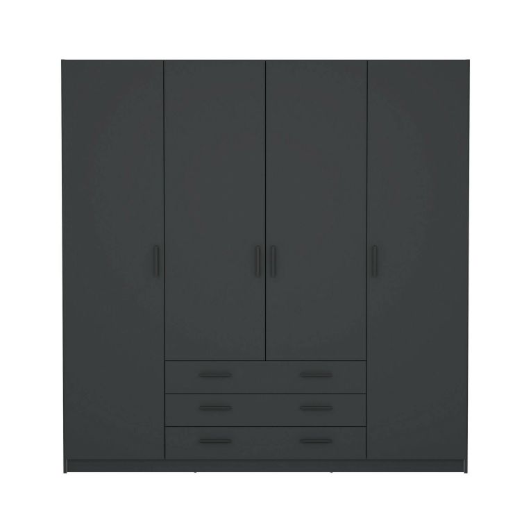 Guardaroba grande Frances, Mobile camera da letto, Cabina armadio portabiti, Armadio appendiabiti, 50x196 h200 cm, Grigio
