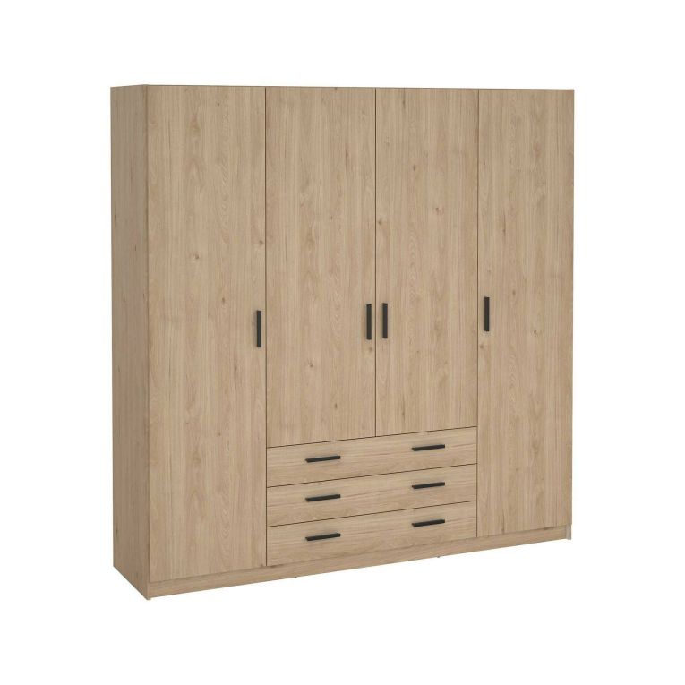 Guardaroba grande Frances, Mobile camera da letto, Cabina armadio portabiti, Armadio appendiabiti, 50x196 h200 cm, Rovere