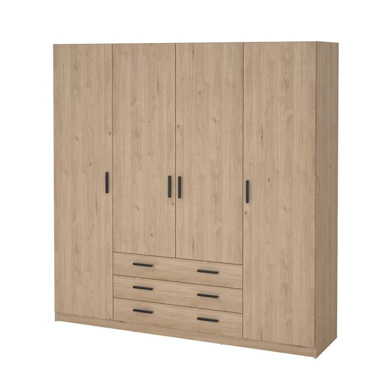 Guardaroba grande Frances, Mobile camera da letto, Cabina armadio portabiti, Armadio appendiabiti, 50x196 h200 cm, Rovere