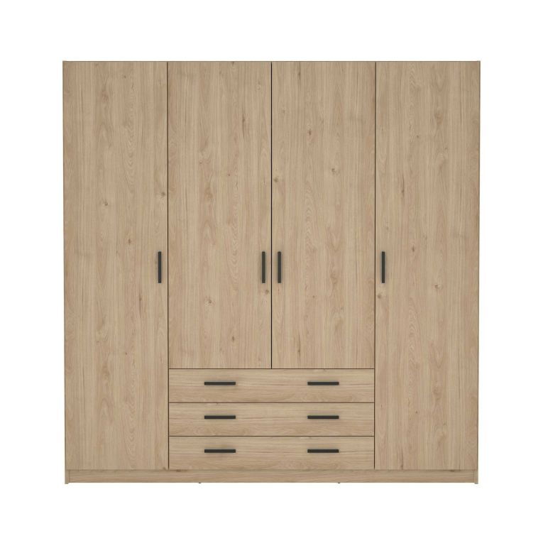 Guardaroba grande Frances, Mobile camera da letto, Cabina armadio portabiti, Armadio appendiabiti, 50x196 h200 cm, Rovere