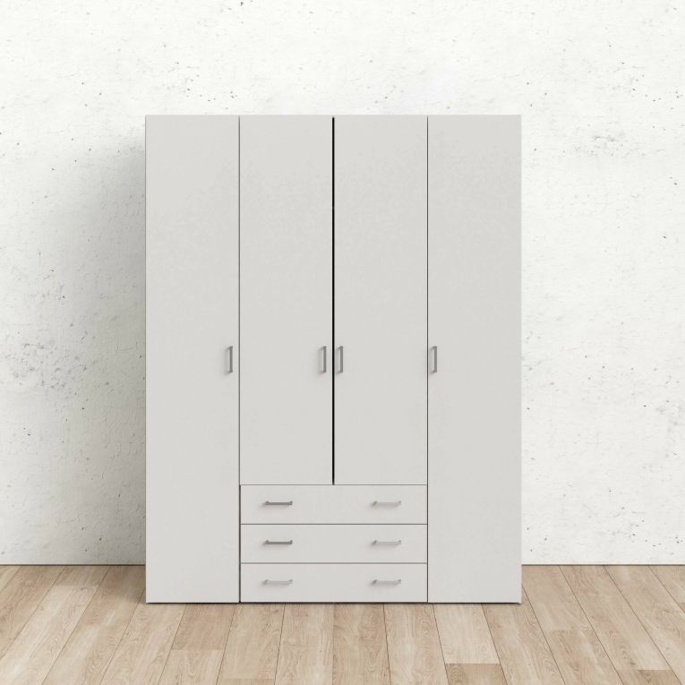 Guardaroba grande Francine, Mobile camera da letto, Cabina armadio portabiti, Armadio appendiabiti, 154x50 h200 cm, Bianco