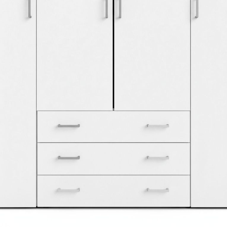 Guardaroba grande Francine, Mobile camera da letto, Cabina armadio portabiti, Armadio appendiabiti, 154x50 h200 cm, Bianco